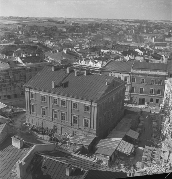 Widok Starego Miasta w czasie odbudowy Lublina w 1954 roku