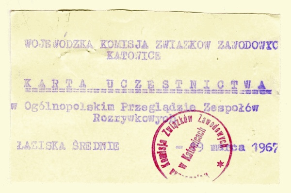 Karta uczestnictwa Zofii Wronko-Mitrut