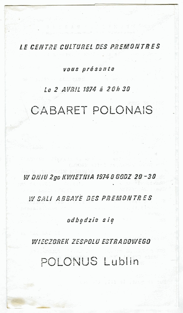 Program występu „Coctali a la Polonaise”