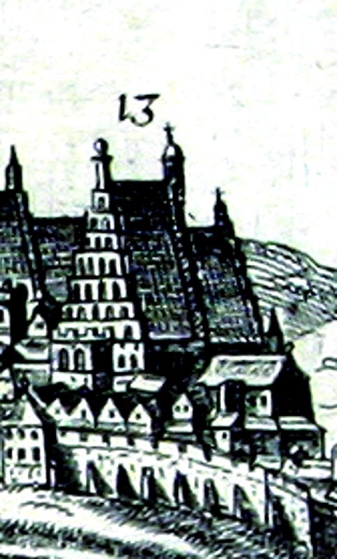 Kościół oo. Dominikanów w Lublinie - fragment Widoku Lublina Hogenberga i Brauna