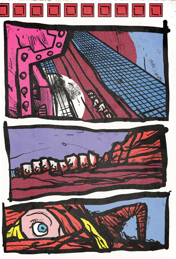Fragment komiksu "Konstrukt" autorstwa Jakuba Kijuca