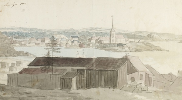Widok na Larvik i port z Langestrand