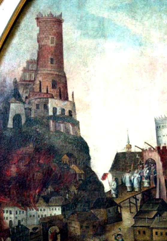 Zamek Lubelski - fragment obrazu "Pożar miasta Lublina"