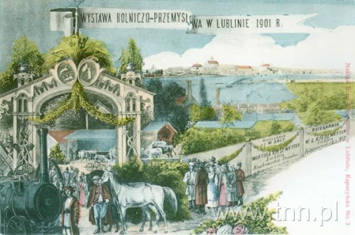 widokówka z widokiem terenów Wystawy Rolniczo-Przemysłowej w 1901 roku