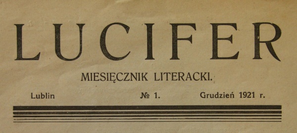 Winieta typograficzna czasopisma "Lucifer" miesięcznik artystyczno- literacki