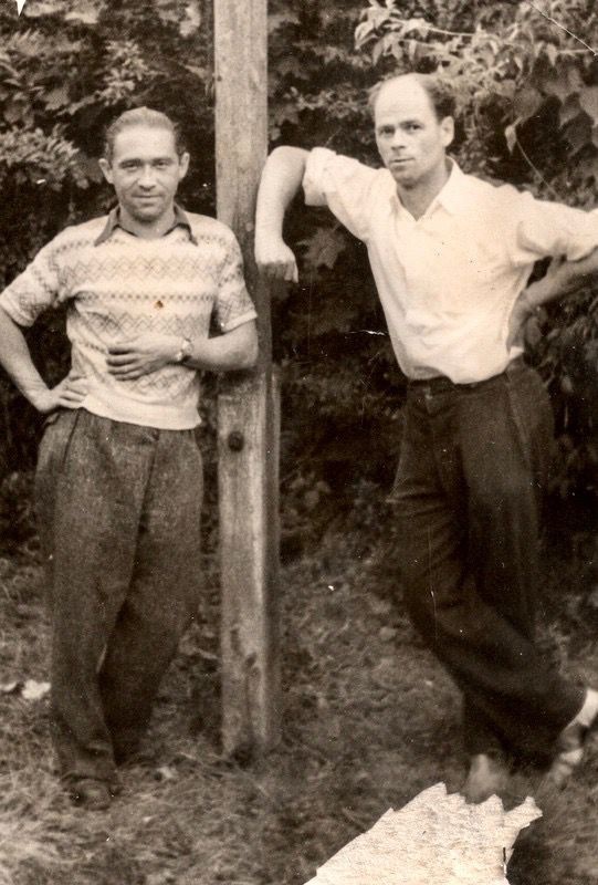 Trachtenberg Izaak (on the right) and Karol Latowicz in Wrocław; 1950s