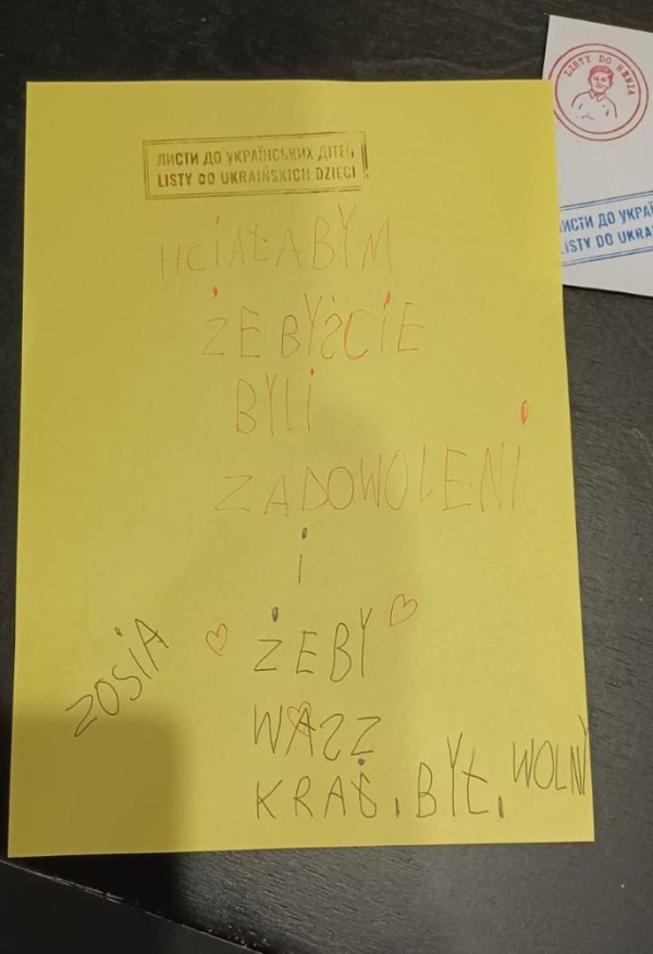 "Listy do Henia" 2022 (list Zosi Stępień do dzieci z Ukrainy)