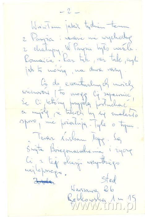 List E. Stachury do M. Dereckiego