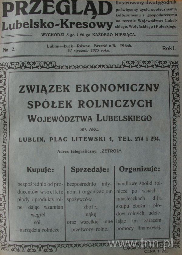 Strona czasopisma "Przegląd Lubelsko-Kresowy", R. 1, nr 2