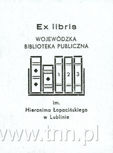 Ex Libris Wojewódzka Biblioteka Publiczna im. Hieronima Łopacińskiego
