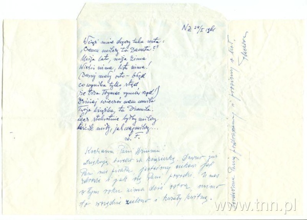 List Ludwika Flecka do Danuty Boreckiej 24.01.1961
