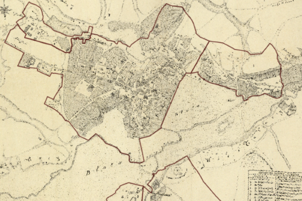 Map of Lublin and its vicinity from the 1st half of the 19th century
