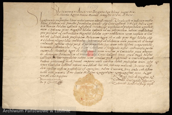 Dokument Zygmunta Augusta z 9 czerwca 1559 roku