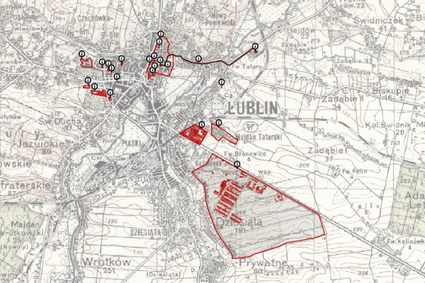 Lublin, mapa miejsc związanych z akcją „Reinhardt”