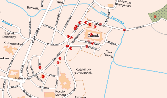 Interaktywna mapa Miasto żydowskie w Lublinie na podstawie dzieła Majera Bałabana